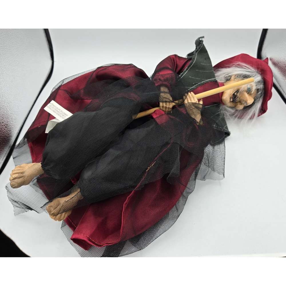 Vtg Ganz Hanging‎ Posable Witch Decoration Red Black Dress - Picture 5 of 6
